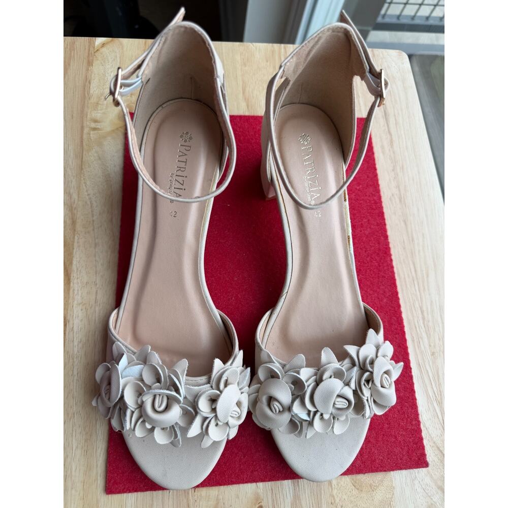 Patrizia by Spring Step 42 Blush Beige 3D Floral Ankle Strap Block Heel Sandal